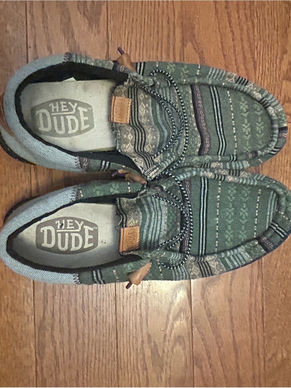 Hey Dude Men's Green Patterned Slip-On Loafers